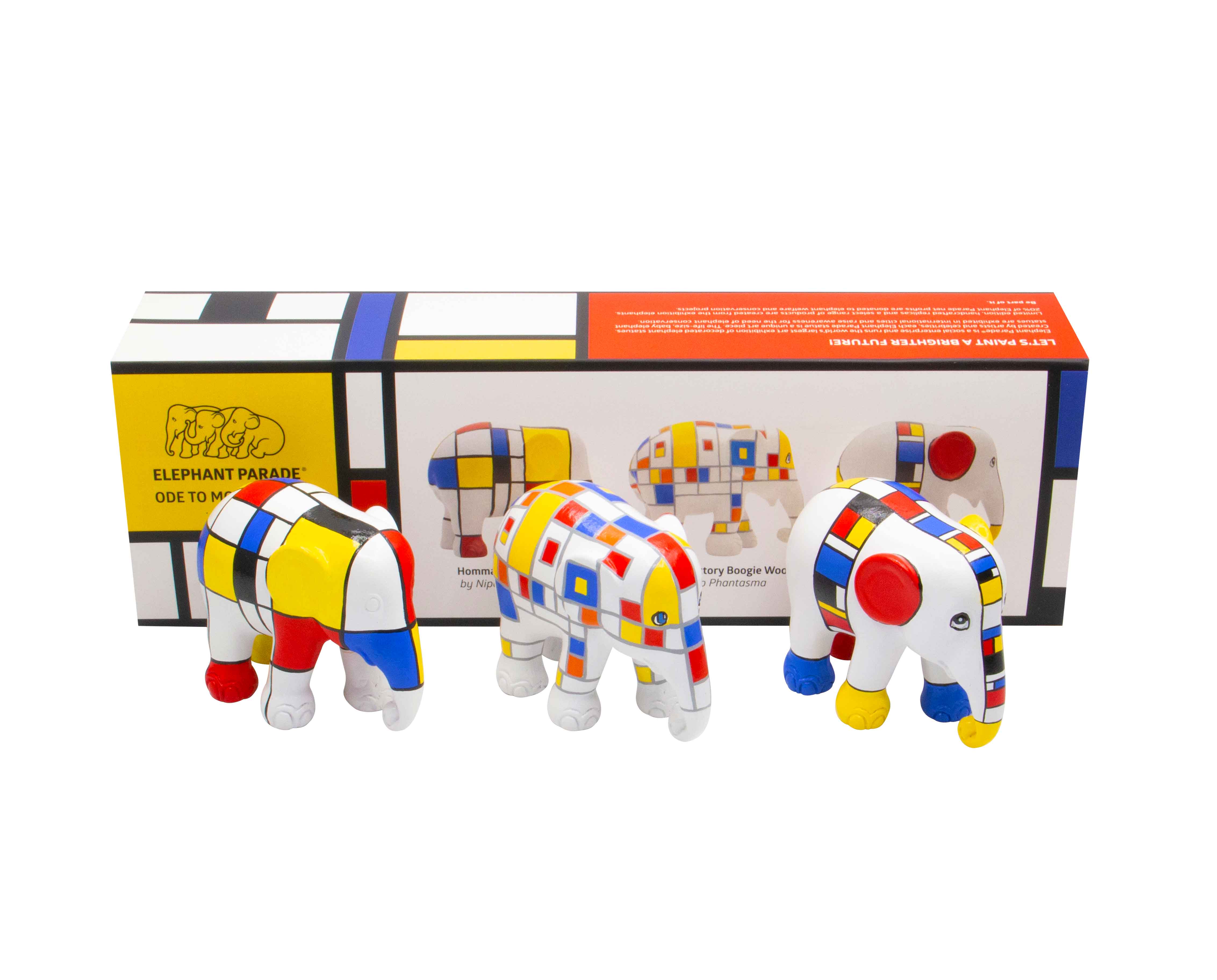 Multipack Ode to Mondriaan hand-painted elephant statue - Elephant Parade